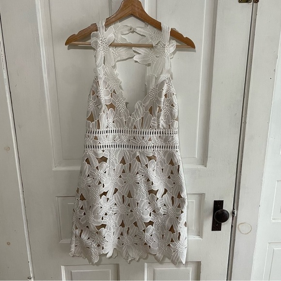 Saylor x Free People Zasha White Lace Open Back Lined Mini Dress Bridal 4, S/M - Picture 3 of 15